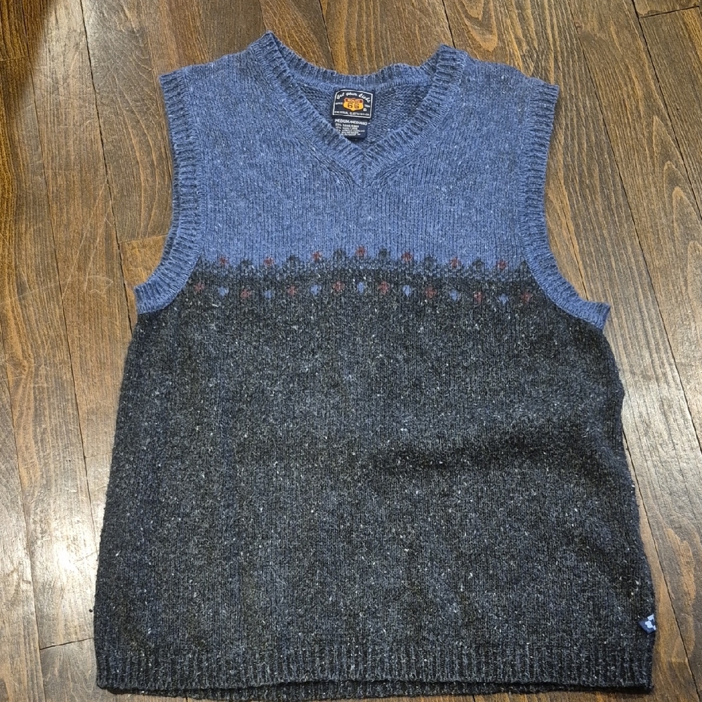 Pendleton V-Neck Sweater Vest in Blue and Black